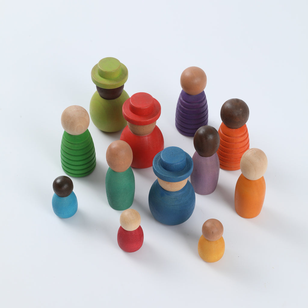 Colorful Role-Play Family Figures - Educational Building Blocks for Social & Emotional