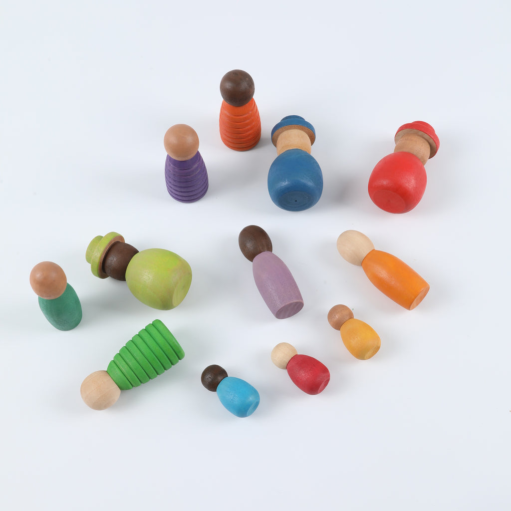 Colorful Role-Play Family Figures - Educational Building Blocks for Social & Emotional