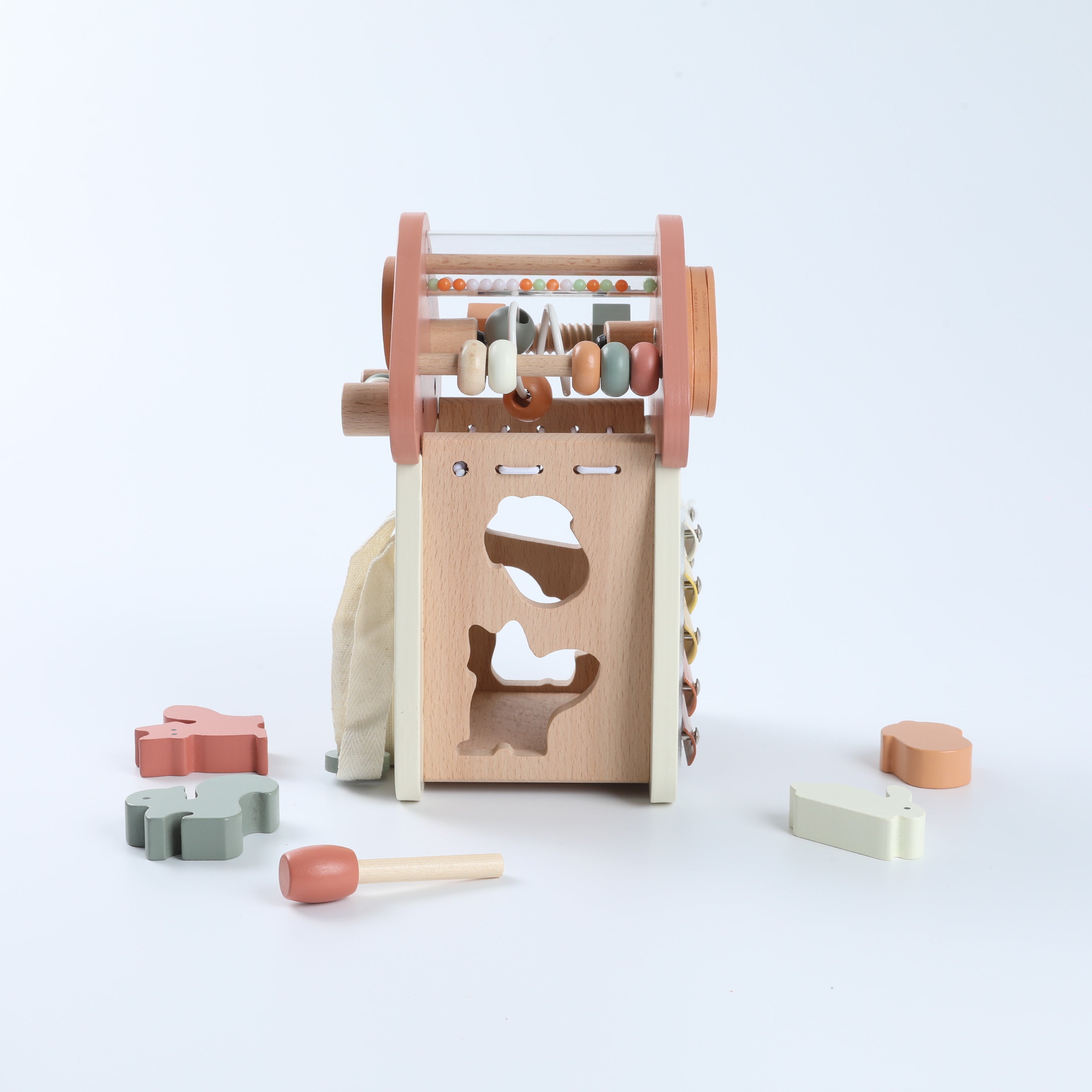 Children‘s Educational Mushroom 5-in-1 Toy - Shape Sorter, Xylophone, Bead Maze, Lock & Door Practice for Babies