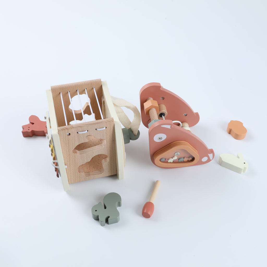 Children‘s Educational Mushroom 5-in-1 Toy - Shape Sorter, Xylophone, Bead Maze, Lock & Door Practice for Babies