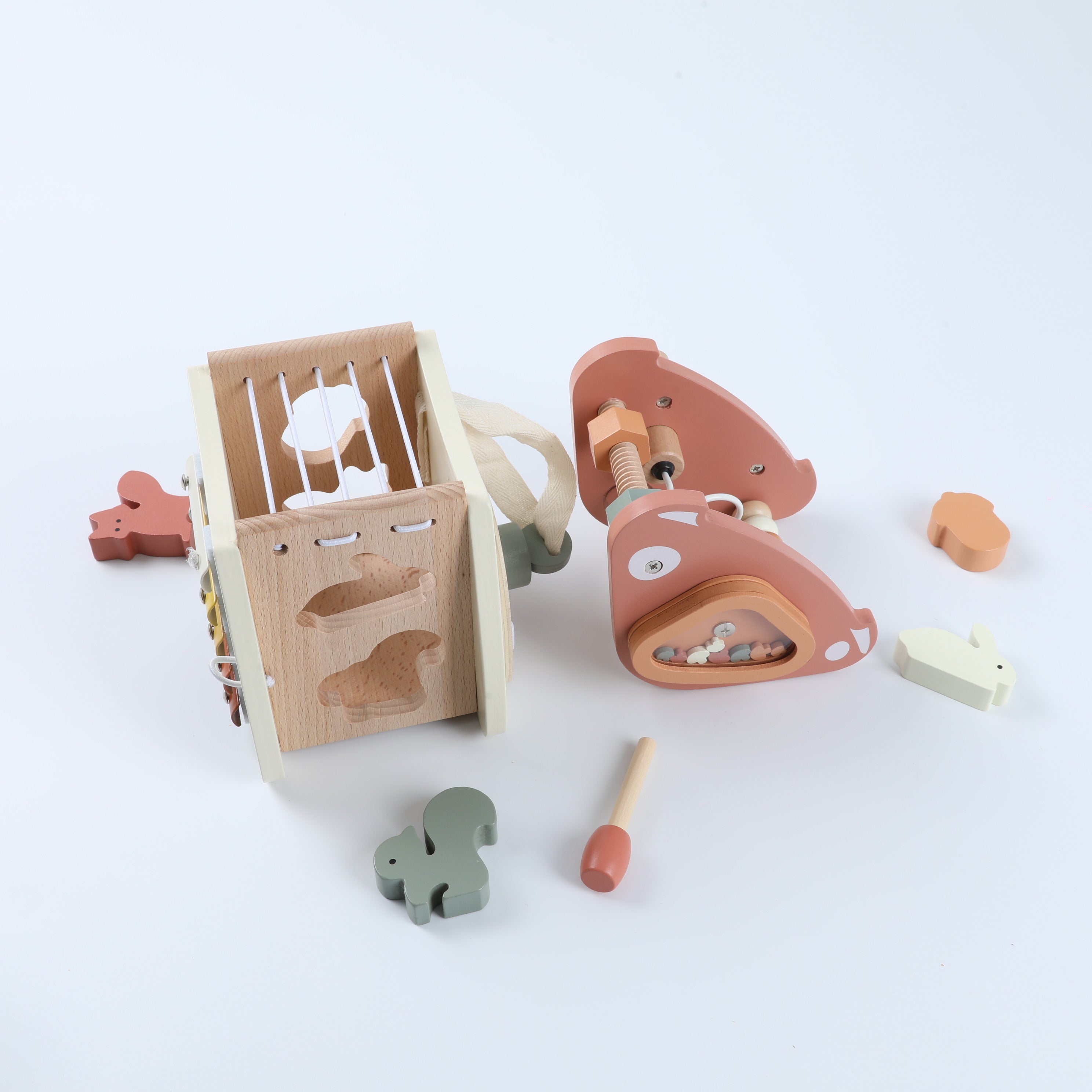 Children‘s Educational Mushroom 5-in-1 Toy - Shape Sorter, Xylophone, Bead Maze, Lock & Door Practice for Babies