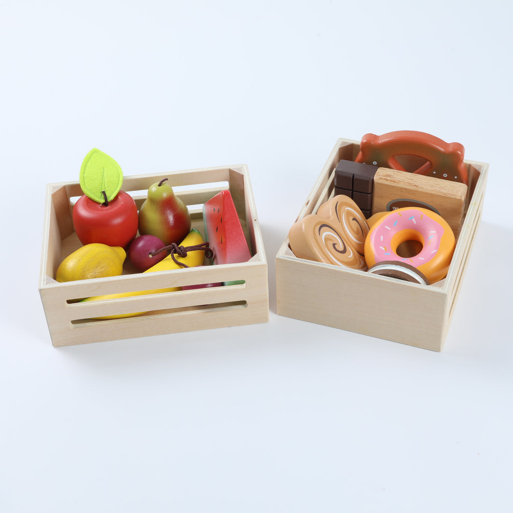 Children‘s Kitchen Simulation Wooden Meat Bread Fruit Toy Set