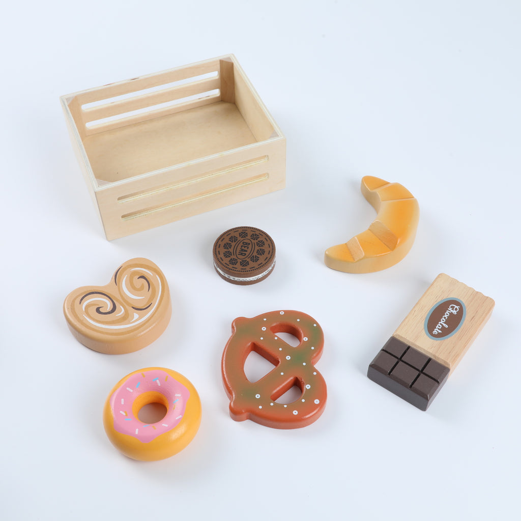 Children‘s Kitchen Simulation Wooden Meat Bread Fruit Toy Set