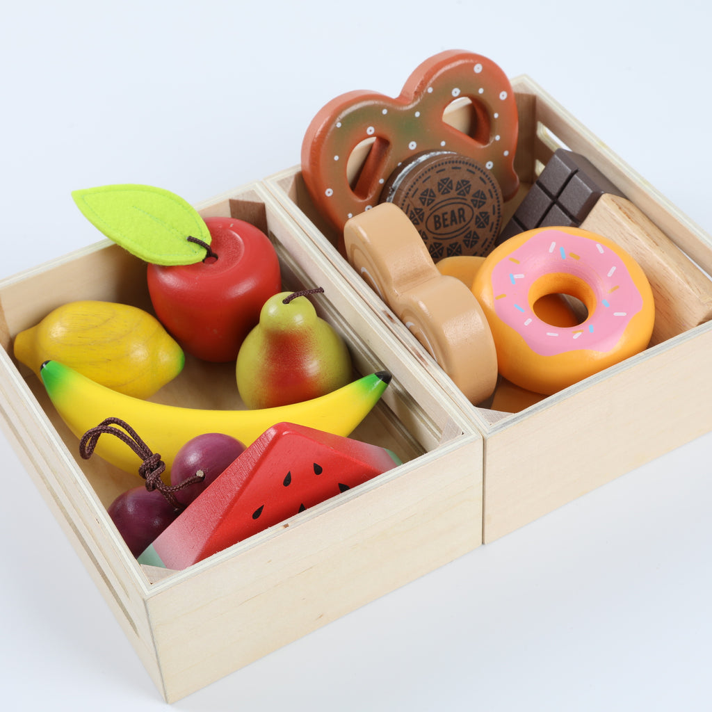 Children‘s Kitchen Simulation Wooden Meat Bread Fruit Toy Set