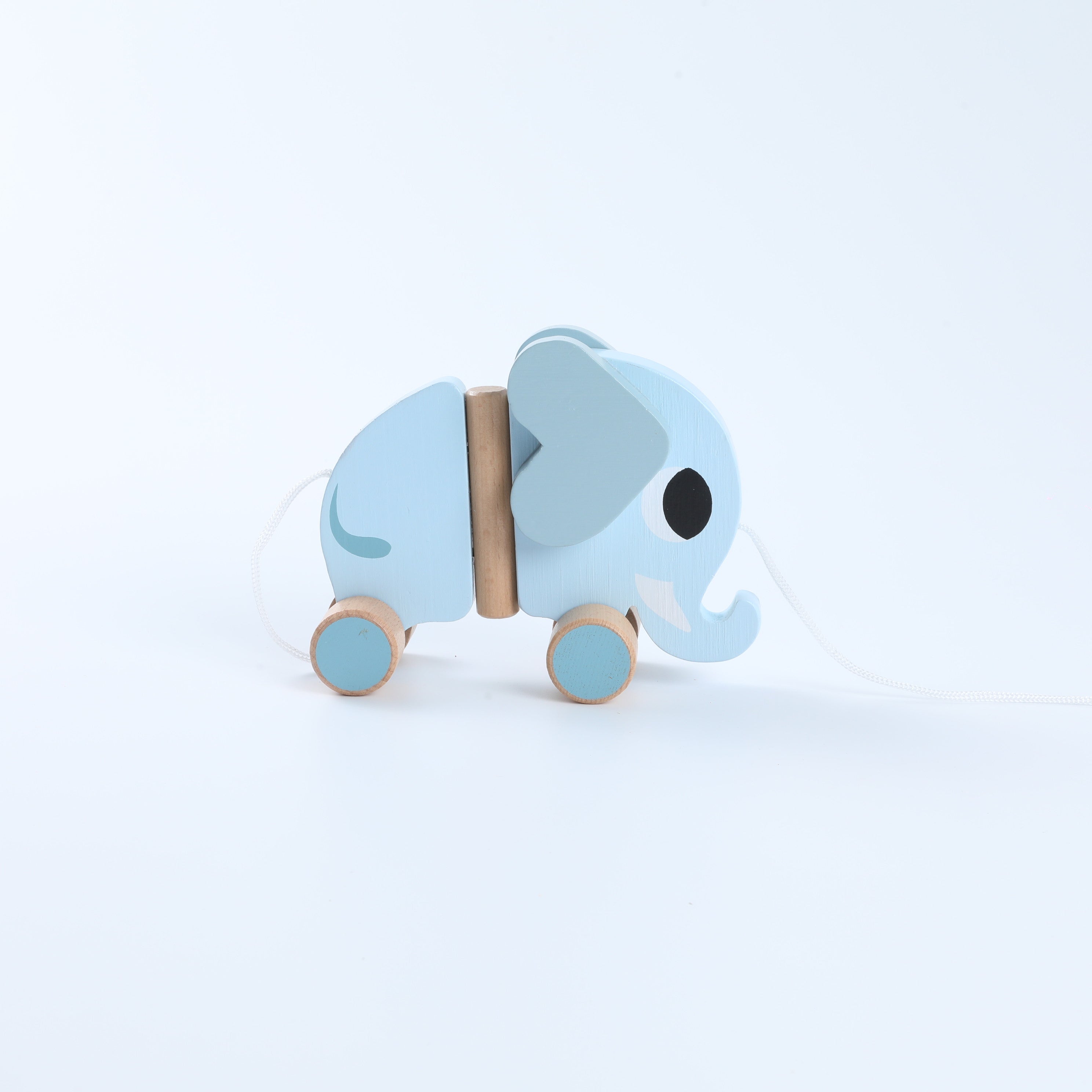 Wooden Elephant Pull Toy - Pull-Along Cart for Toddlers