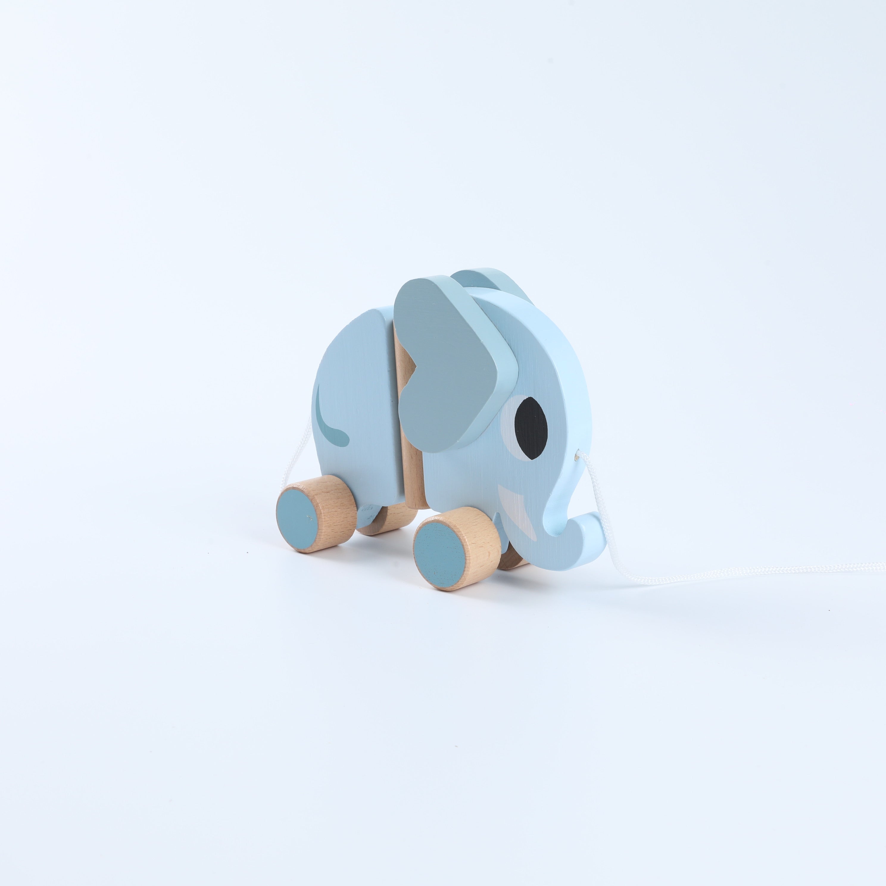 Wooden Elephant Pull Toy - Pull-Along Cart for Toddlers