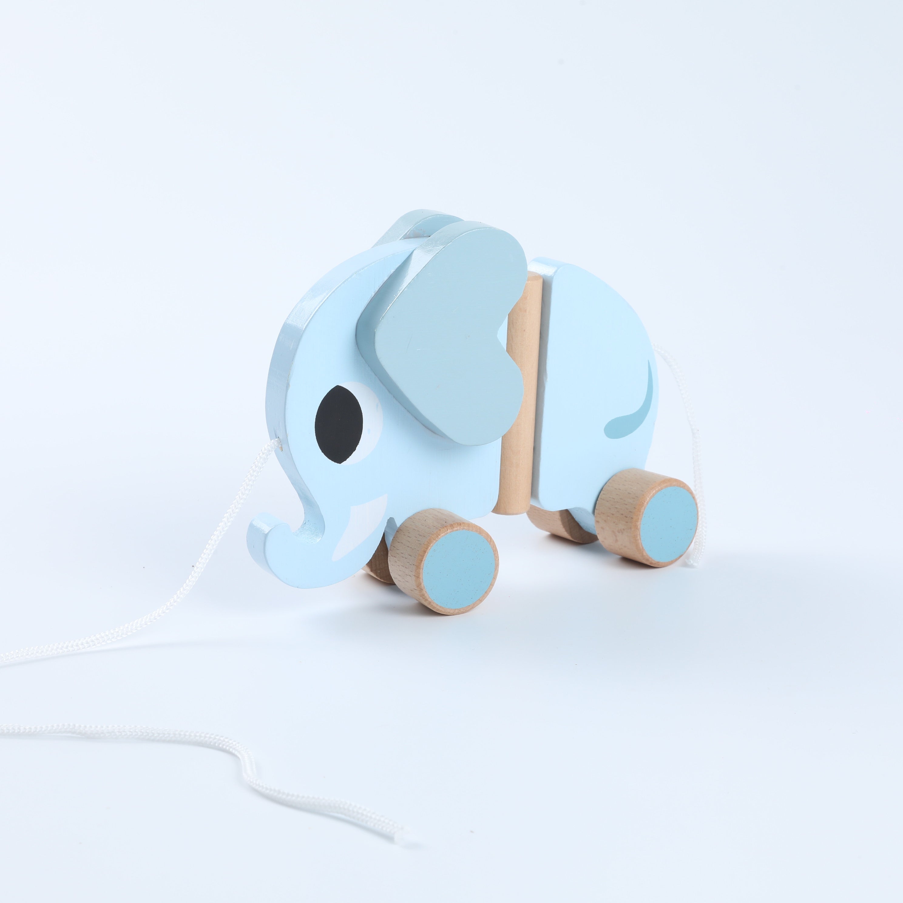 Wooden Elephant Pull Toy - Pull-Along Cart for Toddlers