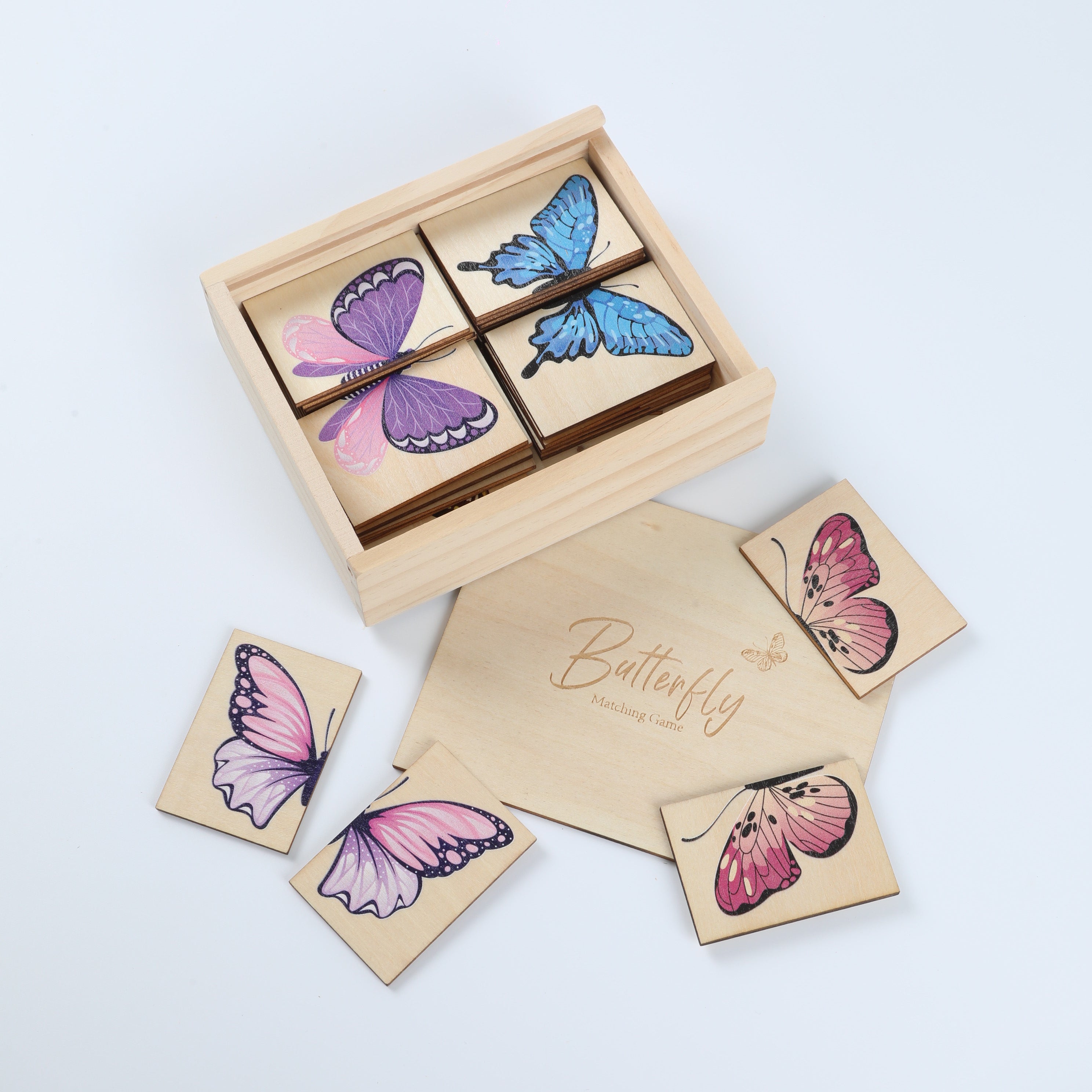 Wooden Butterfly Puzzle - Educational Color & Shape Matching Toy for Toddlers